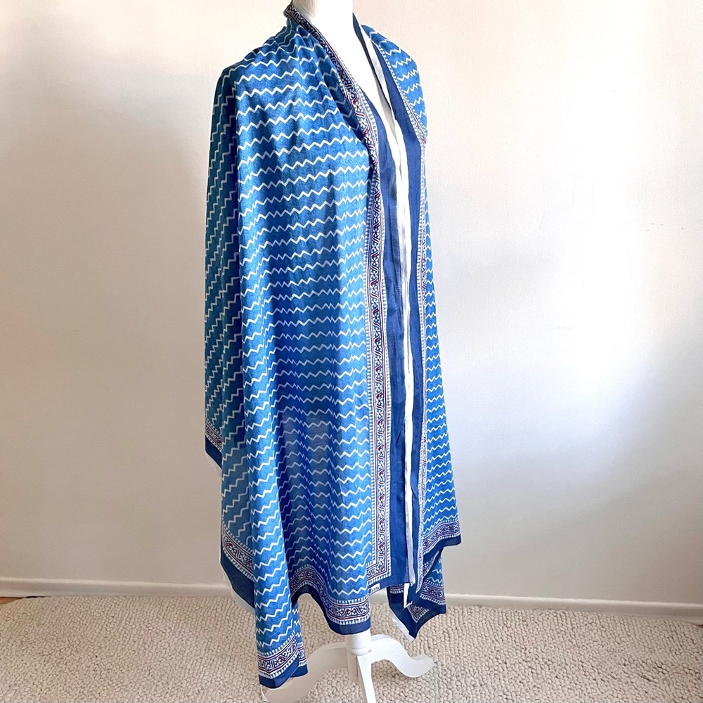 Zeen Packable Beach Sarong Throw, Blue White XL